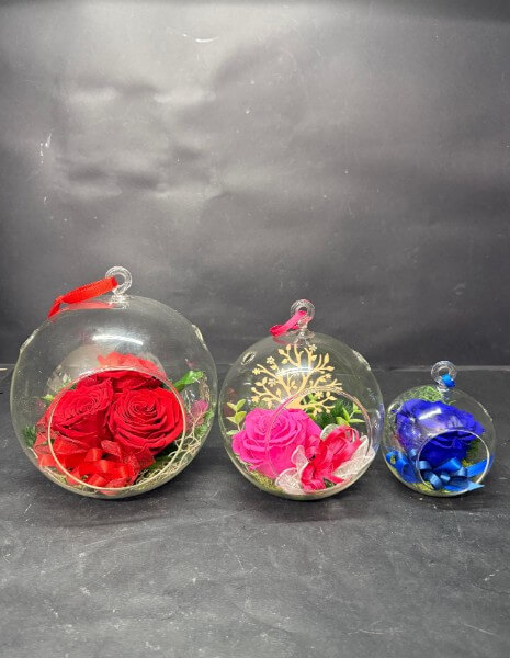 Bool di vetro con rosa stabilizzata  Bool di vetro con rosa stabilizzata